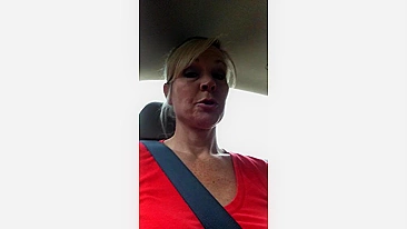 Hot Blonde Milf's Shaved Nude Pussy In The Car