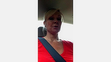 Hot Blonde Milf's Shaved Nude Pussy In The Car