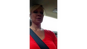 Hot Blonde Milf's Shaved Nude Pussy In The Car