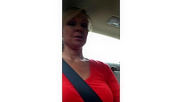 Hot Blonde Milf's Shaved Nude Pussy In The Car