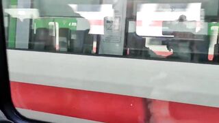 Couple does risky sex and blowjob in public transport