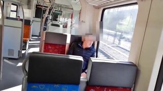 Couple does risky sex and blowjob in public transport