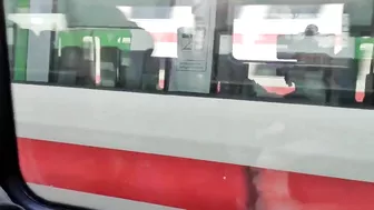 Couple does risky sex and blowjob in public transport
