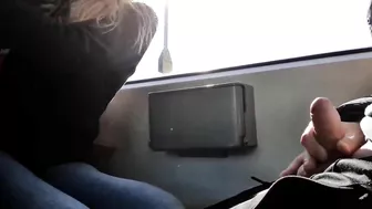Couple does risky sex and blowjob in public transport