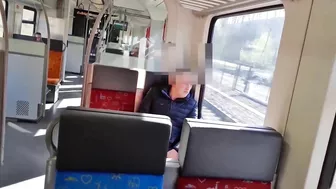 Couple does risky sex and blowjob in public transport