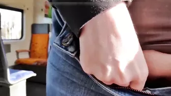 Couple does risky sex and blowjob in public transport