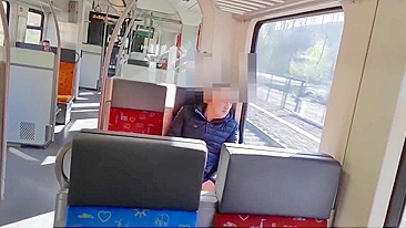 Couple does risky sex and blowjob in public transport