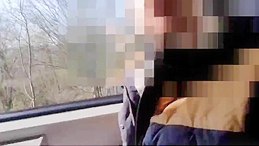 Couple does risky sex and blowjob in public transport