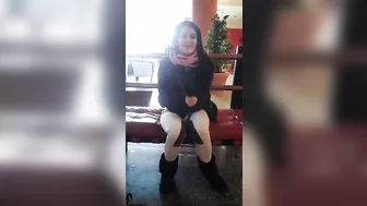 Romanian girl sucks cock of boyfriend in the toilet room at Mall