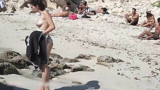 Puffy-Nippled Topless Beach Babe's Sultry Secret Film