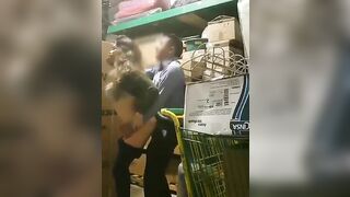 ﻿Hidden camera filmed manager fucking female employee in warehouse