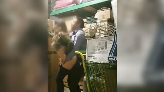 ﻿Hidden camera filmed manager fucking female employee in warehouse