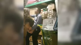 Hidden camera filmed manager fucking female employee in warehouse