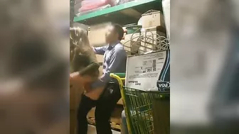 Hidden camera filmed manager fucking female employee in warehouse