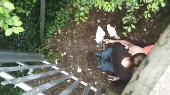 Salacious Couple Sexting Under The Steamy Bridge