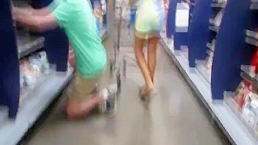 Sultry Mature Flasher Brazenly Bares Her Juicy Ass And Pussy In A Public Store