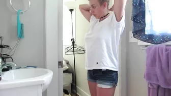 Spying On A Sultry, Scorching Hot, Naked Blonde In The Bathroom