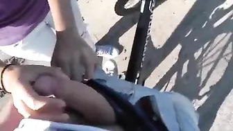 Outdoor handjob and blowjob with a friend - real public exposure and fucking in public video.