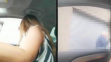 Sexy woman flashing nude in the car to passer-by man