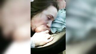 Older man gets a quick blowjob in car from young girl hooker