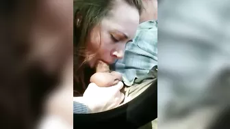 Older man gets a quick blowjob in car from young girl hooker