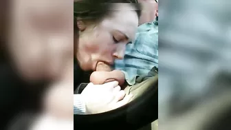 Older man gets a quick blowjob in car from young girl hooker