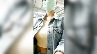 Hot Latina flashing her big boobs in supermarket