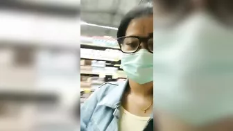 Hot Latina flashing her big boobs in supermarket