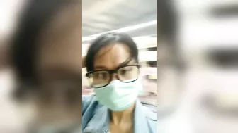 Hot Latina flashing her big boobs in supermarket