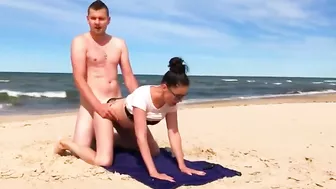 Couple doing sex on the beach - real amateur voyeur beach porn video.