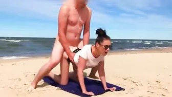 Couple doing sex on the beach - real amateur voyeur beach porn video.
