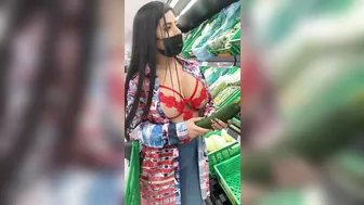 Shockingly Hot Busty Woman Doing Sultry Shopping!