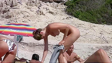 Scandalous! Secretly Filmed Nudist Wife On Beach, Sultry And Risque