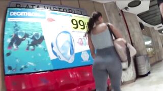 Romanian girl with big ass in tight yoga pants filmed with candid camera