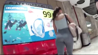 Romanian girl with big ass in tight yoga pants filmed with candid camera