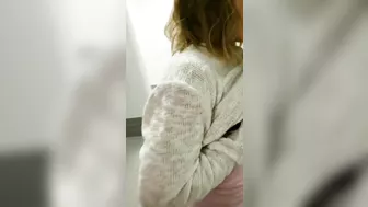 Wow so hot girl sucking lactating boobs of a girlfriend in public restroom