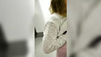 Wow so hot girl sucking lactating boobs of a girlfriend in public restroom