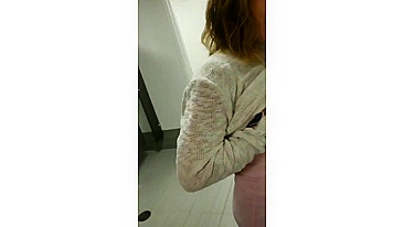 Wow so hot girl sucking lactating boobs of a girlfriend in public restroom