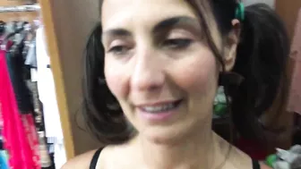 Flirtatious Wife Tantalizes Inquisitive Store-Goers With Risque Try-On Display