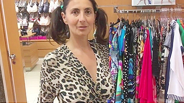 Flirtatious Wife Tantalizes Inquisitive Store-Goers With Risque Try-On Display