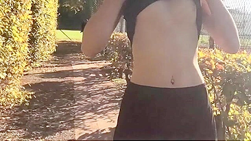 Seductive Hot Girl Flashing Her Voluptuous Ass Outdoors Near The Tennis Court