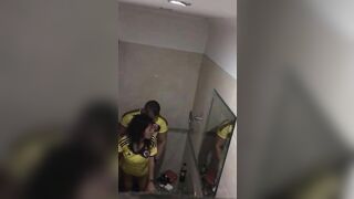 Couple is caught having sex in public restroom by a stranger