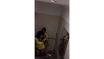 Couple is caught having sex in public restroom by a stranger