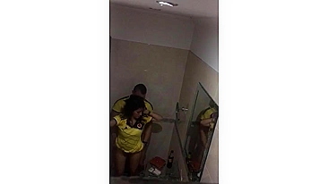 Couple is caught having sex in public restroom by a stranger