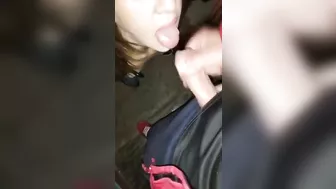 She gives head on the stairs in a dubious Russian block