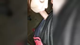 She gives head on the stairs in a dubious Russian block