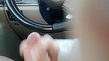 Female co-worker gives a blowjob to a male colleague in the car