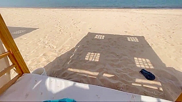 Secret sex in a beach baldachin with superb Russian woman