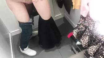 Couple risky sex in the fitting room while shopping