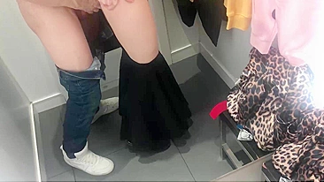 Couple risky sex in the fitting room while shopping